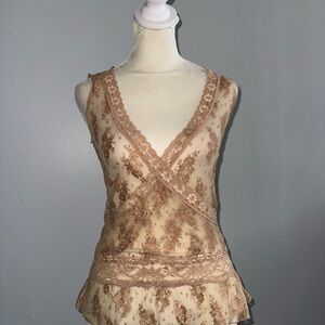 Forever 21 Tan Lace Tank Top